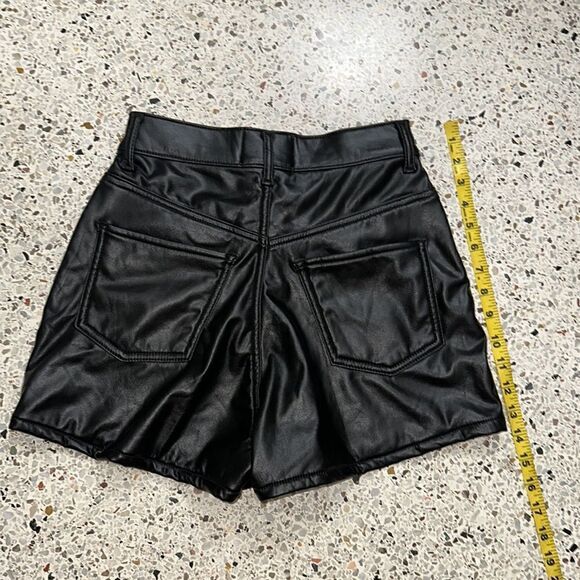 REVICE black faux vegan leather shorts London cutoff 29 high rise waist - Picture 3 of 7